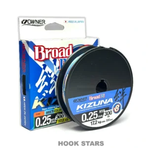 OWNER KIZUNA 300M 8X BRAIDED PE JAPAN SUPER BREAKING STRENGTH LINE 0.25MM